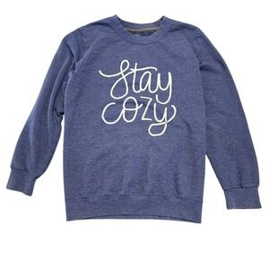 BE Oversized Sweatshirt Blue Be Cozy Womens S Relaxed Lounge Crew Weekend Layer